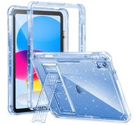 INFILAND Kids Case for iPad A16 11 inch 11th Generation,iPad 10th Generation Case 10.9 Inch, Heavy Duty Shockproof Protective Cover with Stand, Glitter Clear Cute Shell for Girls, Women (Blue)