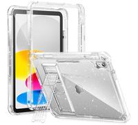 INFILAND Kids Case for iPad A16 11 inch 11th Generation,iPad 10th Generation Case 10.9 Inch, Heavy Duty Shockproof Protective Cover with Stand, Glitter Clear Cute Shell for Girls, Women (Silver)