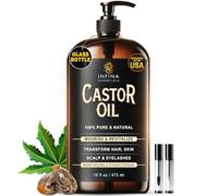 INFINA ESSENTIALS Pure Castor Oil for Hair Growth, Scalp, Skin, Face & Eyelashes - 100% Pure Hexane Free Cold Pressed Castor Oil Glass Bottle - Nourish & Moisturise Hair & Skin - 16 fl oz