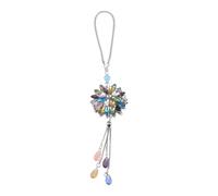 INFINAUTO 1 Pc Artificial Crystal Hyesung Crystal Flower 4 Water Drip Car Rear View Mirror Pendant Accessories Car Hanging Ornament Multicolor