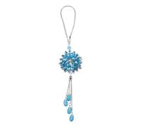 INFINAUTO 1 Pc Artificial Crystal Hyesung Crystal Flower 4 Water Drip Car Rear View Mirror Pendant Accessories Car Hanging Ornament Blue
