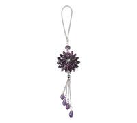 INFINAUTO 1 Pc Artificial Crystal Hyesung Crystal Flower 4 Water Drip Car Rear View Mirror Pendant Accessories Car Hanging Ornament Purple