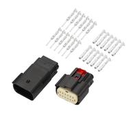 INFINAUTO 12 Pin Headlight Waterproof Connector Plug, 1mm Series Male Female Wire Terminal Connector for Buick Plastic Copper Black, 1 Set