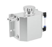 INFINAUTO 1L Aluminium Coolant Expansion Reservoir Tank with Cap Universal Polished Engine Radiator Coolant Overflow Recovery Tank with Magnetic Drain Plug and Level Hose for Car Silver Tone
