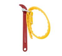 INFINAUTO 210mm Strap Wrench Rubber Steel Handle Adjustable Strap Removal Tool Multi-Purpose Pipe Spanner for Oil Filter Water Filter Red Yellow