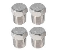 INFINAUTO 304 Stainless Steel Pipe Fittings 1/4" BSPT Outer Hex Thread Socket Pipe Plug 4 Pcs