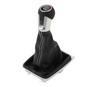 INFINAUTO 5 Speed Manual Gear Shifter Knob with Cover, Gearbox Stick Shifter Lever Knob for VW Golf MK7 GTI GTD 2013-2018 Plastic Faux Leather Black White, 1 Pc
