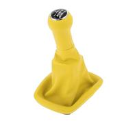 INFINAUTO 6 Speed Manual Gear Shifter Knob with Cover, Automotive Gearbox Stick Shifter Lever Knob for VW Bora 1999-2005 Plastic Faux Leather Yellow Black, 1 Pc