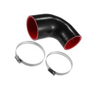 INFINAUTO 70mm-76mm/2.76"-2.99" ID 102mm/4.02" Length 90 Degrees Silicone Elbow Hose 5mm Thickness 4-Ply Reinforced High Temp Turbo Intercooler Intake Pipe Universal Black Red 1 Set
