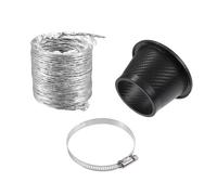 INFINAUTO Air Intake Duct, Front Bumper Car Round Brake Air Duct with Extendable Flexible Hose and Hose Band Plastic Aluminum Black, 1 Set