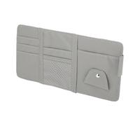 INFINAUTO Car Sun Visor Organizer, Auto Visor Storage Pouch W/O Zipper W/Elastic Slot with Sunglasses Holder for Cards License Pen Organizer PU Leather Grey
