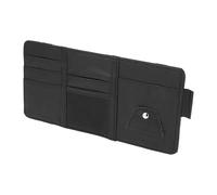 INFINAUTO Car Sun Visor Organizer, Auto Visor Storage Pouch W/O Zipper W/Elastic Slot with Sunglasses Holder for Cards License Pen Organizer PU Leather Black