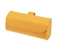 INFINAUTO Car Sunglasses Case Magnetic Universal Car Visor Eyeglasses Holder Storage Box Leather Yellow 17x7.5cm 1 Pcs