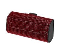 INFINAUTO Car Sunglasses Case Magnetic Universal Car Visor Eyeglasses Holder Storage Box Microfiber Leather,Rhinestones Red 16.5x7cm 1 Pcs