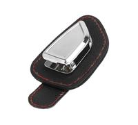 INFINAUTO Car Sunglasses Clip Universal Sun Visor Sunglasses Holder for Car Leather Zinc Alloy Black 9.8x5.6cm 1 Pc