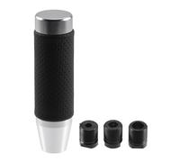 INFINAUTO Cylinder Shift Knob, 13cm Universal for Automatic and Manual Vehicle Gear Shifter Knob with 3 Adapter Aluminum Alloy Silver Tone, 1 Set