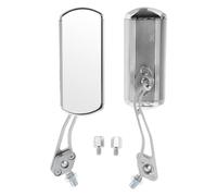 INFINAUTO Motorcycle Rear View Mirrors Bar End Side Mirrors Mount Aluminum Alloy Metal Silver Tone Adjustable M8/M10 Square Shape