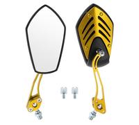 INFINAUTO Motorcycle Rear View Mirrors Bar End Side Mirrors Mount Aluminum Alloy Plastic Black Gold Tone Adjustable M8/M10 Polygonal Shape