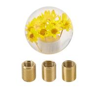 INFINAUTO Round Ball Shift Knob, 5.3cm Universal for Automatic and Manual Vehicle Flower Gear Shifter Knob with 3 Adapter Faux Crystal Yellow, 1 Set