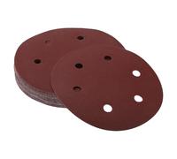 INFINAUTO Sanding Discs, 9inch 6Hole 120 Grit Automotive Repair Round Hook and Loop Sandpaper White Paper Red, 30 Pcs