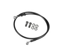INFINAUTO Universal Brake Hose Motorcycle ATV Dirt Bike Motocross Braided Hydraulic Brake Line Oil Hose Pipeline, 100cm, Metal, Black Silver Tone, 1 Set Durable Material Stylish Design