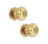 Infinifty Decor Reeded Bloxwich Rim/Mortice Door Knobs 50mm in Solid Brass for Wooden/Upvc Doors or Internal Use (Aged Brass)