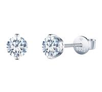 INFINIONLY Women Round Solitaire Diamond Earrings Studs 925 Silver Earrings with 1 Carat Moissanite for Girls D Colour VVS1 Perfect Cut 5mm Diamond with GRA Certificate Wedding Party Jewellery
