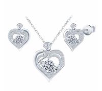 INFINIONLY Womens Diamond Heart Necklace Pendant and Earrings Studs 925 Silver Rose Jewellery Sets 2 Carat Moissanite D Colour VVS1 Perfect Cut with GRA Certificate Wedding Party Jewellery