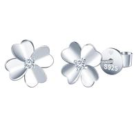 INFINIONLY Womens Girls Four Leaf Clover Diamond Earrings Studs 925 Silver Clover Studs D Colour VVS1 Perfect Cut 3mm Round Moissanite with GRA Certificate Elegant Wedding Party Jewellery