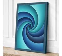 Infinite Blue Spiral Canvas Wall Art Print 24x16 Inch