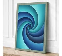 Infinite Blue Spiral Canvas Wall Art Print 30x20 Inch