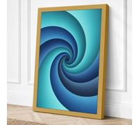Infinite Blue Spiral Canvas Wall Art Print 36x24 Inch
