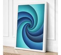 Infinite Blue Spiral Canvas Wall Art Print 36x24 Inch
