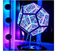 Infinite Dodecahedron Color Art Light, 7 Colors 3D Infinity Night Light Gaming Light with Stand Remote Control, Decorative Lamp Home Desktop Party Decoration