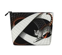 Infinite Loop Cat Faux Linen Makeup Pouch-Lightweight Travel Case