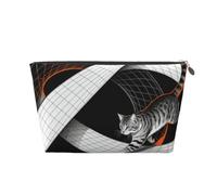Infinite Loop Cat Leather Travel Makeup Bag-Waterproof Cosmetic Pouch