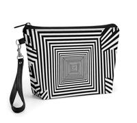 Infinite Maze Spinning Hypnotic Geometric Portable Makeup Bag Cosmetic Pouch Storage Bag with Lanyard for Travel