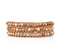 Infinite Memories Layered Leather Handmade Bracelet Boho Bohemian Style Multilayer Crystal Glass Natural Stone Beaded Wrap Bracelets Collection for Women, Leather, no gemstone