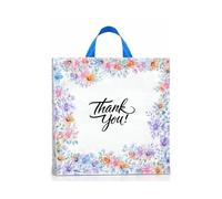 Infinite Pack 18" x 18" Thank You Bag with Soft Loop Handle and Bottom Gusset - 2.35mm Thick Plastic Shopping Bag for Treats, Clothes, Shower Gift, Retail Boutique Bags