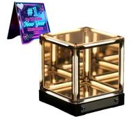 Infinite Space Abyss Lamp, Creative 4D Infinite Space Abyss Night Light with Touch Dimming, Rechargeable LED Hyper Cube Night Light, Futuristic Ambient Light for Bedroom (Warm Light)