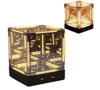Infinite Space Abyss Lamp - Infinity Cube Metal LED Desk Light with Hypnotic 3D Illusion, 4D Infinity Mirror Cube Light, Modern Decor for Home, Office and Gaming Setup (Yellow)