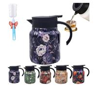 Infinite Tea Pot, Vintage Floral Pattern - Built-in Infuser, Stainless Steel Insulated Teapots Sets with Teaspoon, for Hot Cold Drinks (Blue,1000 ml)