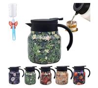 Infinite Tea Pot, Vintage Floral Pattern - Built-in Infuser, Stainless Steel Insulated Teapots Sets with Teaspoon, for Hot Cold Drinks (Green,800 ml)