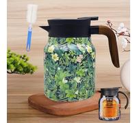 Infinite Tea Pot - Vintage Floral Pattern Tea Pot - Built-in Infuser, Stainless Steel Teapot Carafe with Lid for Hot Drinks, Double Wall Vacuum (Style H, 1000ml)