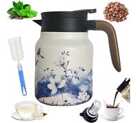 Infinite Teapot, Infinite Tea Pot, Vintage Floral Pattern Teapot - Built-in Infuser, 27oz/33.8oz 316 Stainless Steel Tea Pot with Infuser for Loose Tea for Hot Cold Drinks (A,34oz)