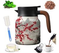 Infinite Teapot, Infinite Tea Pot, Vintage Floral Pattern Teapot - Built-in Infuser, 27oz/33.8oz 316 Stainless Steel Tea Pot with Infuser for Loose Tea for Hot Cold Drinks (D,27oz)