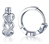 Infinite U 925 Sterling Silver Women Heart Hoops Earrings Huggie Small Creoles Earrings