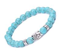 Infinite U Alloy Lava Stone Stretch Bracelet for Men Women 9mm Buddha Beads Great for Yoga Meditation Brown Blue Black