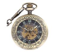 Infinite U Automatic Self-Wind Luminous Mechanical Pocket Watch Steampunk Style Hollow Skeleton Steel Pendant Necklace Golden