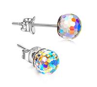 Infinite U Crystal Stud Earrings 925 Sterling Silver Aurora Borealis Earrings with Crystal Birthday mother's day christmas gift